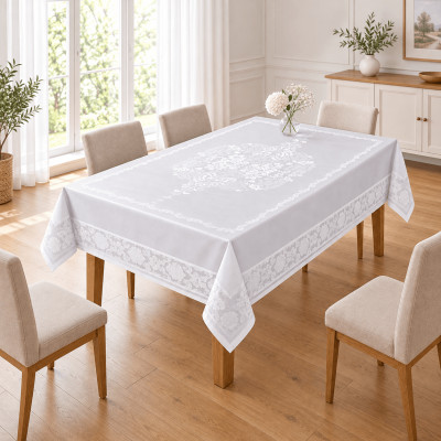 Obrus Atena biały 140x180 cm plamoodporny