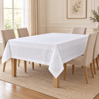 Obrus plamoodporny Laura 140 × 260 cm biały