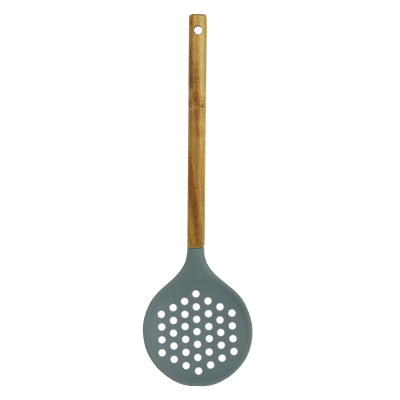 Łyżka cedzakowa silikonowa z bambusową rączką TOPFANN 34 cm