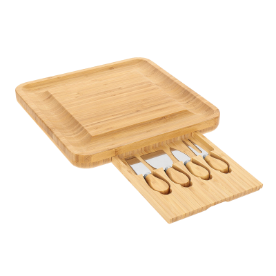 Deska do serwowania serów z nożami bambusowa 33x33 cm