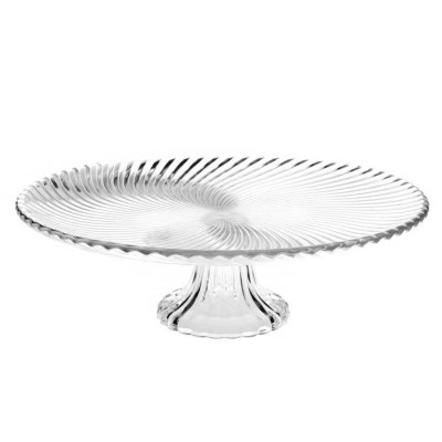 Patera na ciasto na nóżce szklana spirala 32 cm
