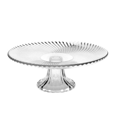 Patera na ciasto na nóżce szklana spirala 25 cm